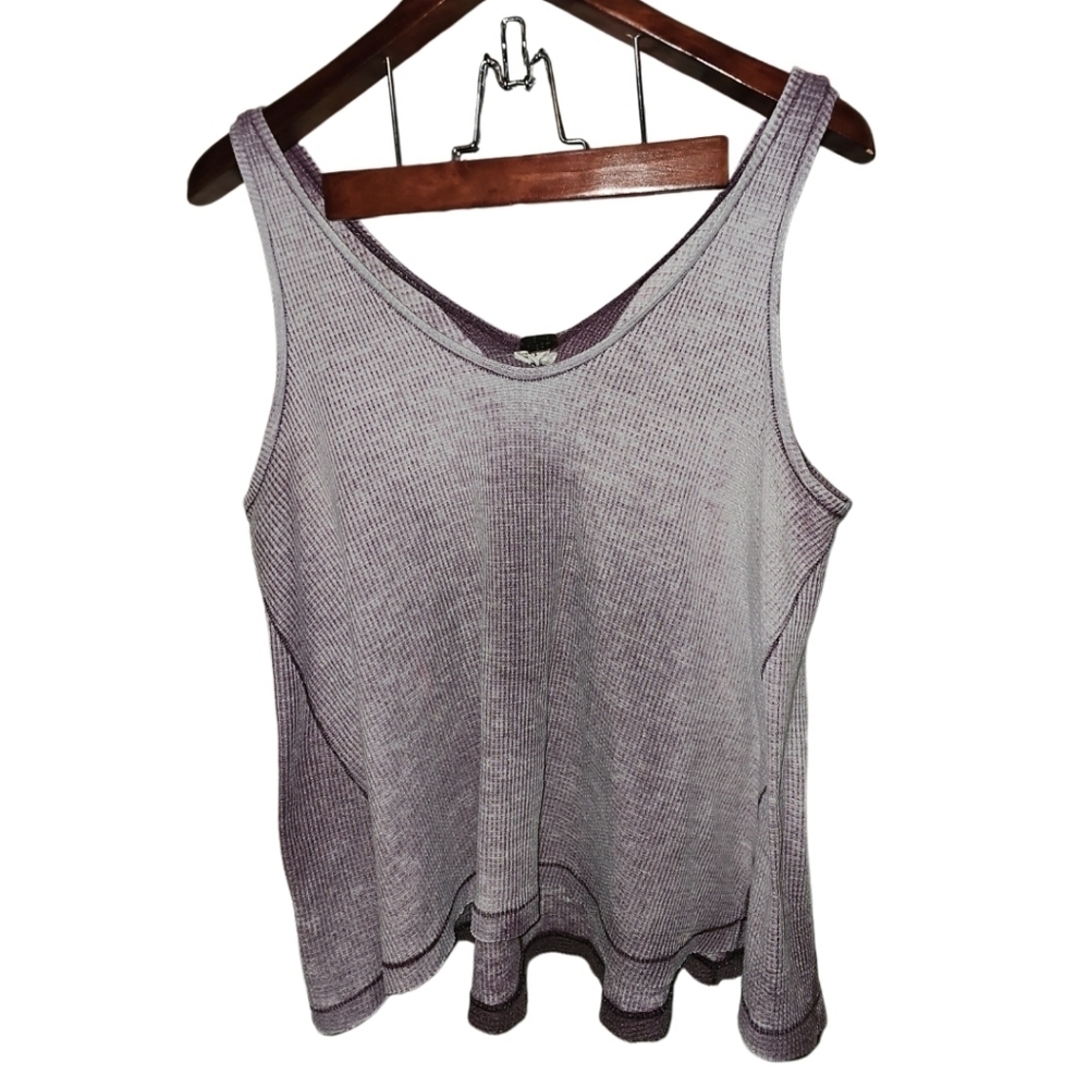 Free People We The Free Purple Waffle Knit Tank Oversized XL Cottagecore Fairy